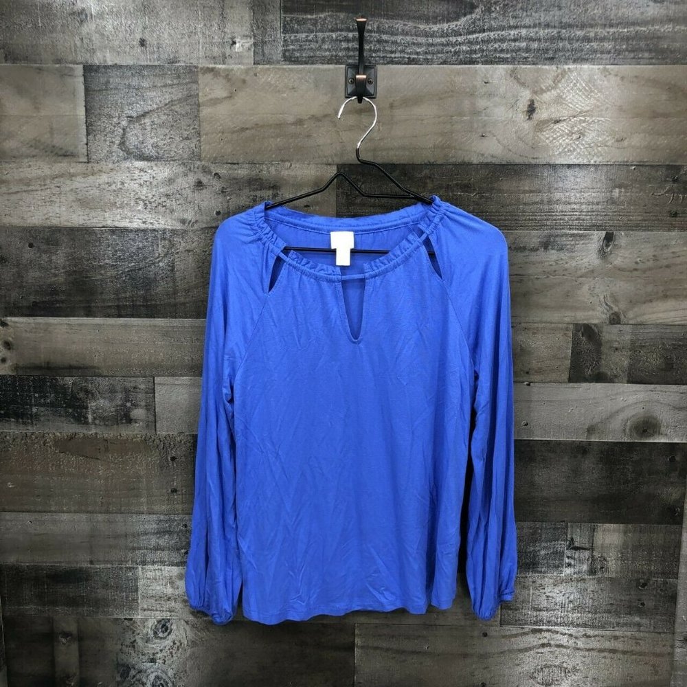 Chico's Long Sleeve Keyhole Cutout Neck Top Size 4